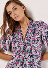 Painterly Floral Mini Dress, Navy, large