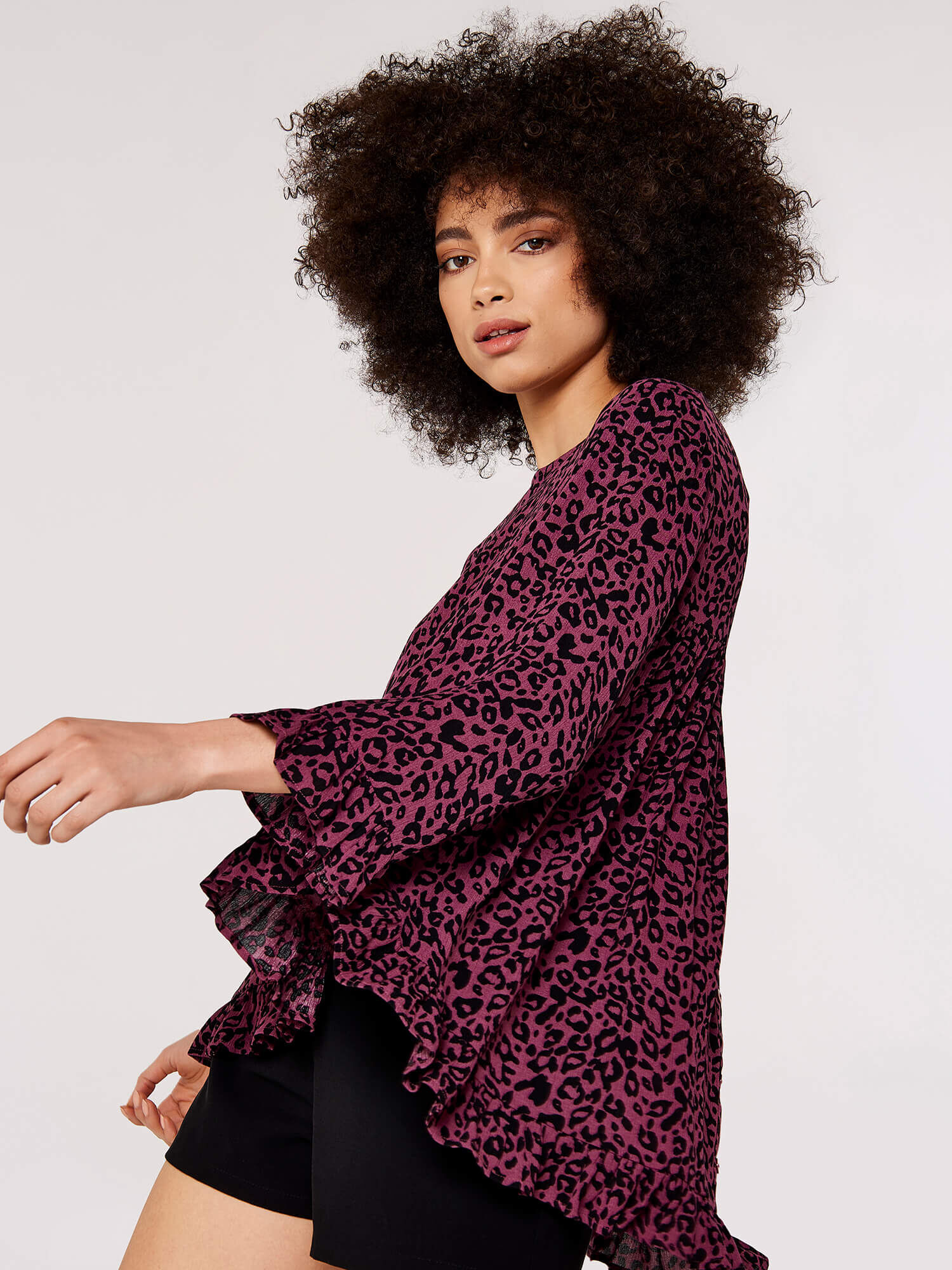 Leopard print top ruffle top