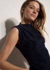 Ruched Shimmer Top, Navy, large