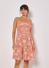 Batik Tile Print Cami Mini Dress, Orange, large