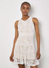 Lace Skater Mini Dress, White, large