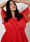 Curve Jacquard Chevron Wrap Midi Dress, Orange, large