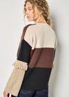 Mixed Cable Knit Patchwork Jumper, Brown, large