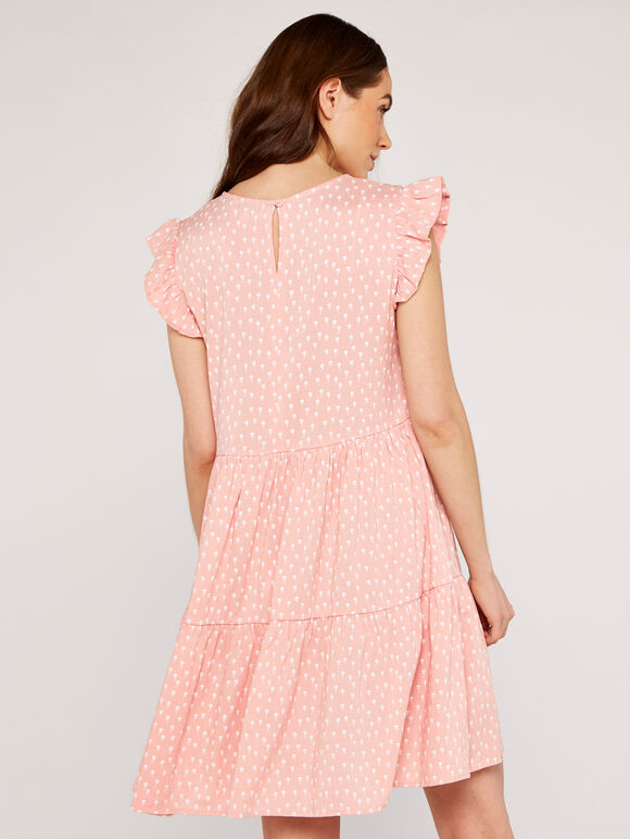 Micro Clover Tiered Dress, Pink, large
