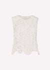 Paisley Cotton Crochet Top, White, large