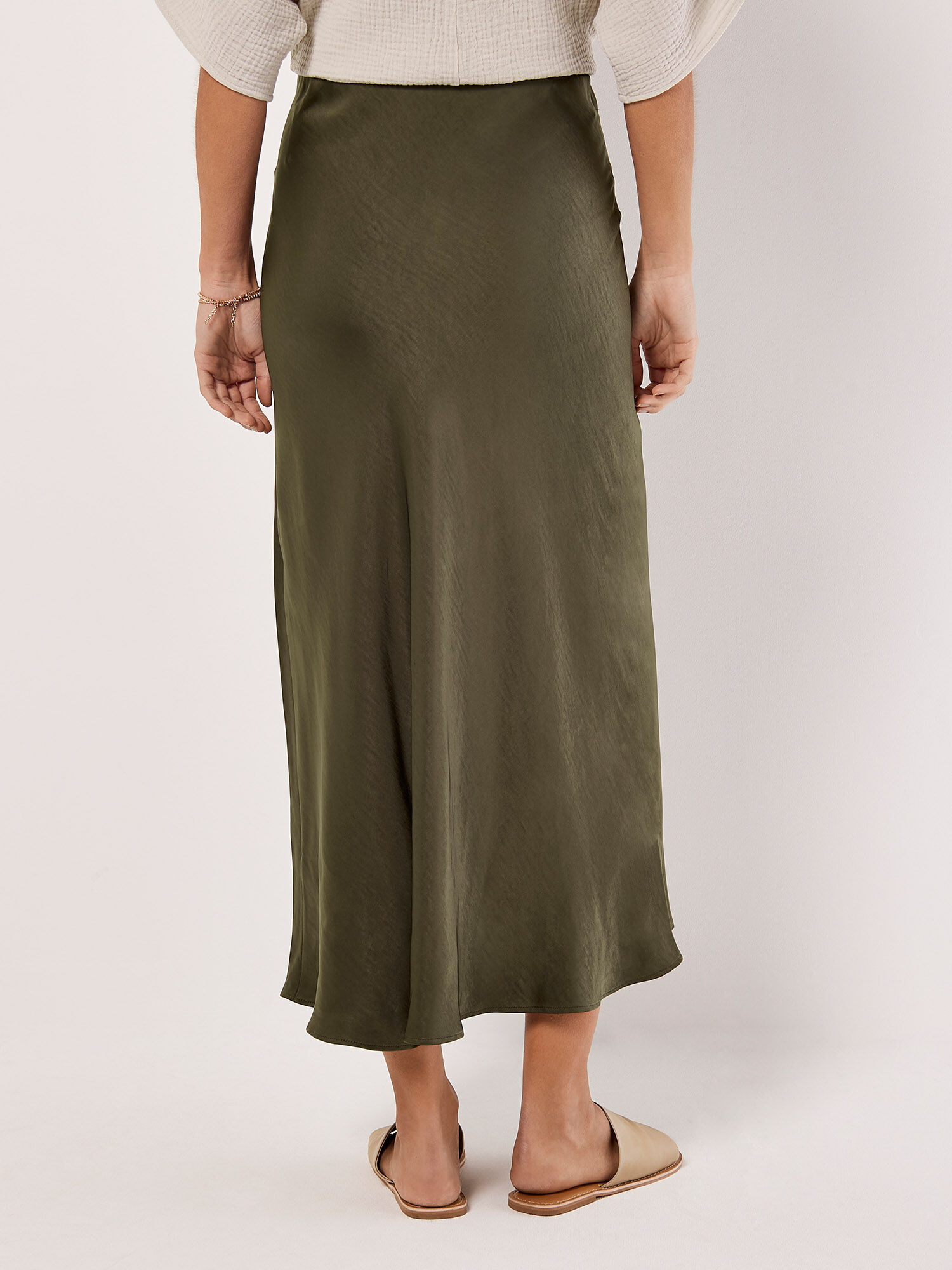 Khaki midi skirt online