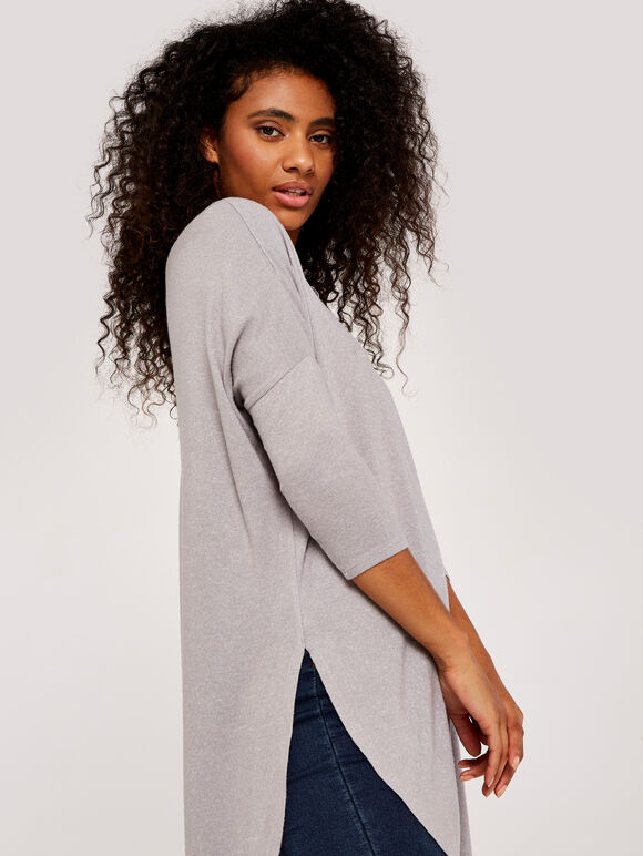 Extreme Curve Hem Jumper, Grey, large