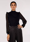 Ruffle Chiffon Sleeve Jumper, Black, large