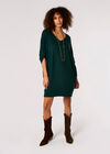 Soft Batwing Cocoon Mini Dress , Green, large