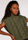 Chunky Cable Knit  Vest, Khaki, large