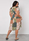 Curve Ditsy Patchwork Print Midi Dress, Green, large