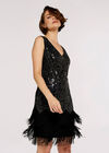 Sequin Bead Tassel Dress, Black, large