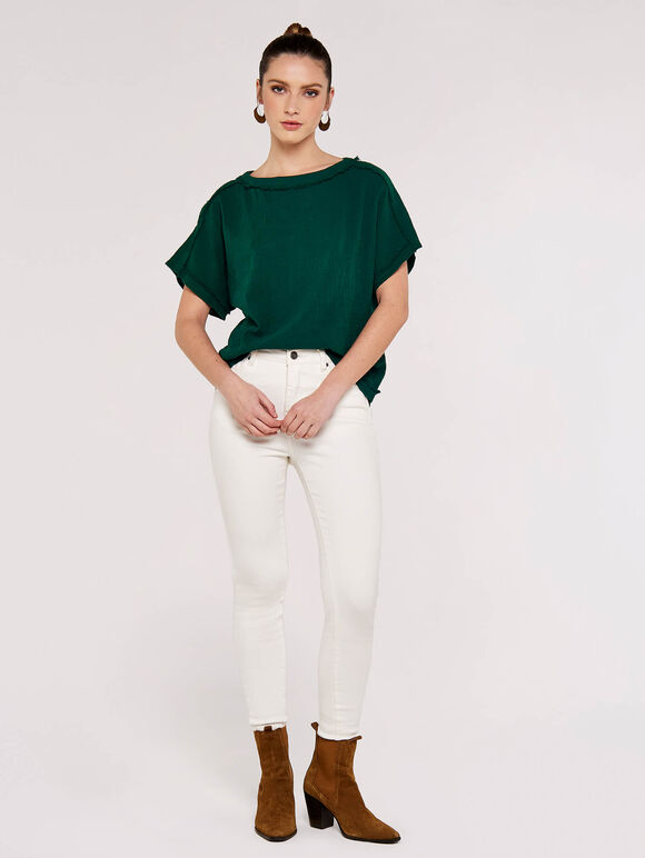 T-shirt en coton Raw Edge, vert, grand