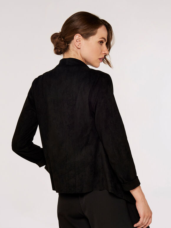 Waterfall Suedette  Shrug, Black, large