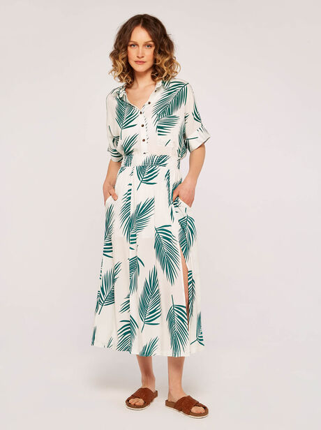 Palm Print Midi Skirt