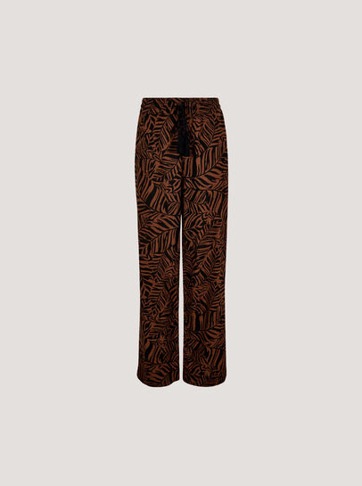 Leaf Linen Blend Wide Leg Trousers