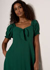 Tie Detail Milkmaid Midaxi Dress, Green, large
