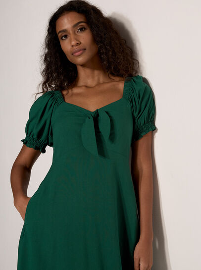 Tie Detail Milkmaid Midaxi Dress