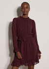 Flocked Star Crepe Mini Dress, Plum, large