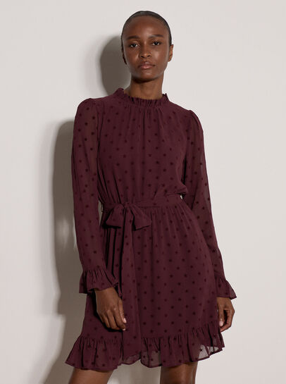 Flocked Star Crepe Mini Dress