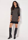 Striped Knitted Dress, Black, large