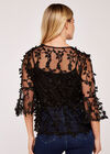 Lace Applique Mesh Top, Black, large
