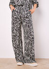 Zebra Print Wide Leg Trousers, Stone, large