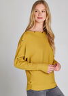 Slash Neck Popper Jumper, Mustard, large