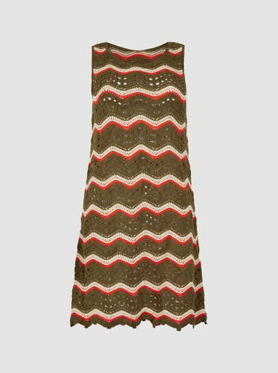 Chevron Crochet Shift Mini Dress