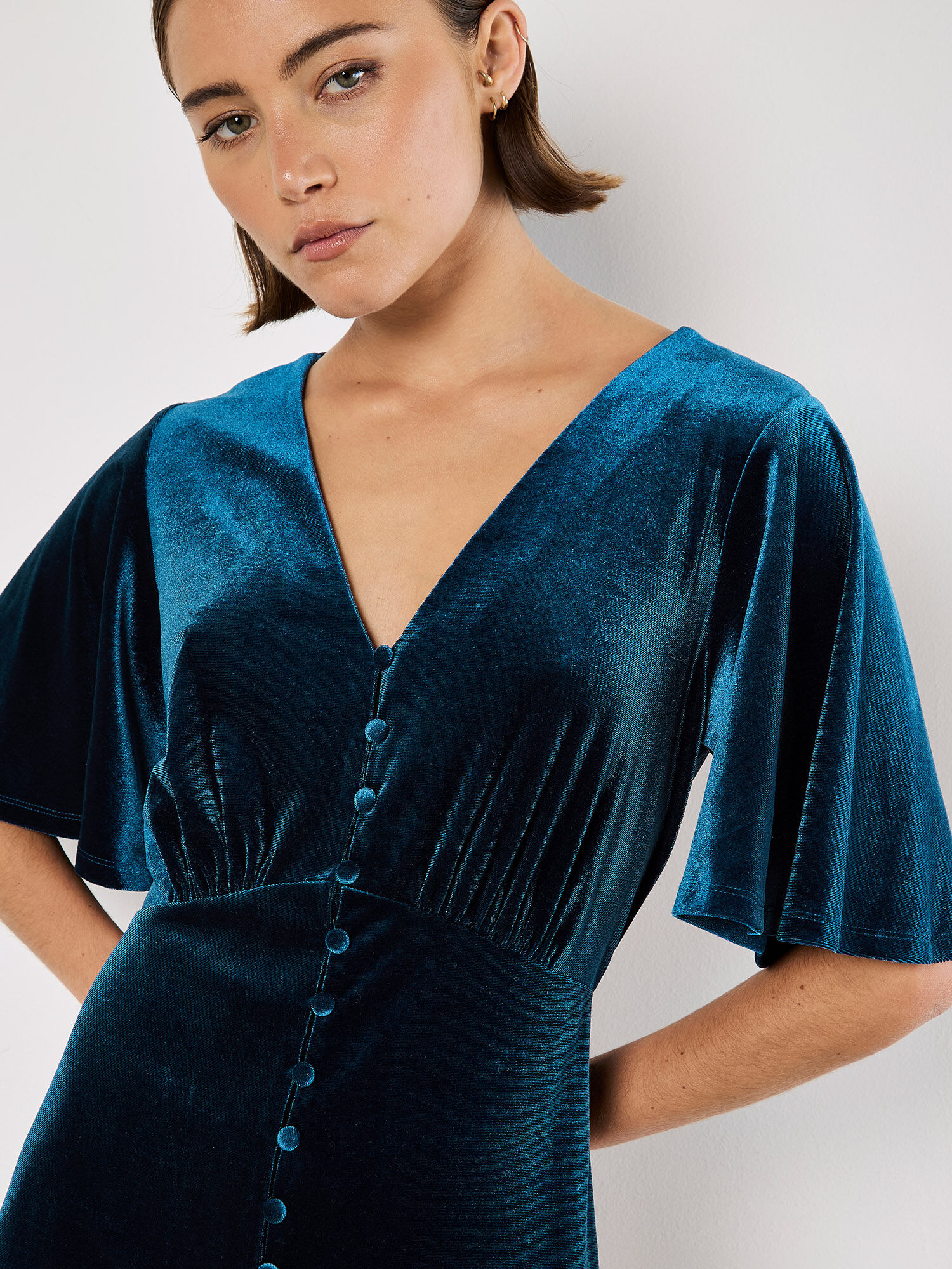 Velvet button down dress top
