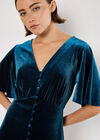 Velvet Button-Down Mini Dress, Teal, large