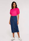 Textured Cotton Puff Sleeve T-Shirt, Fuchsia, large
