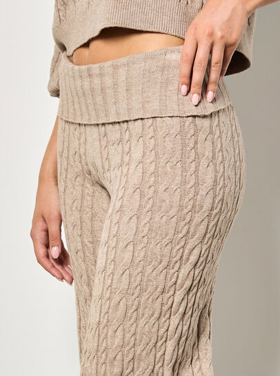 Twisted Cable Knit Wide Leg Trousers