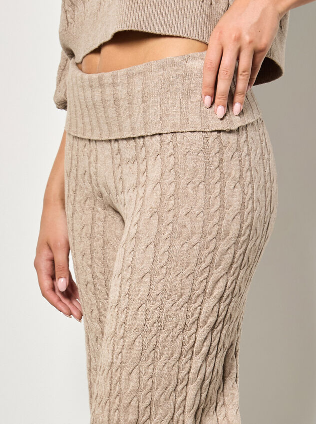 Twisted Cable Knit Wide Leg Trousers, Stone, large