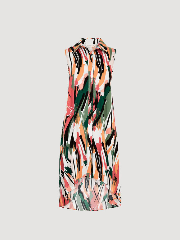 High-Low Shirt Mini Dress, Green, large