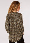 Ikat Tile Print Wrap Top, Khaki, large