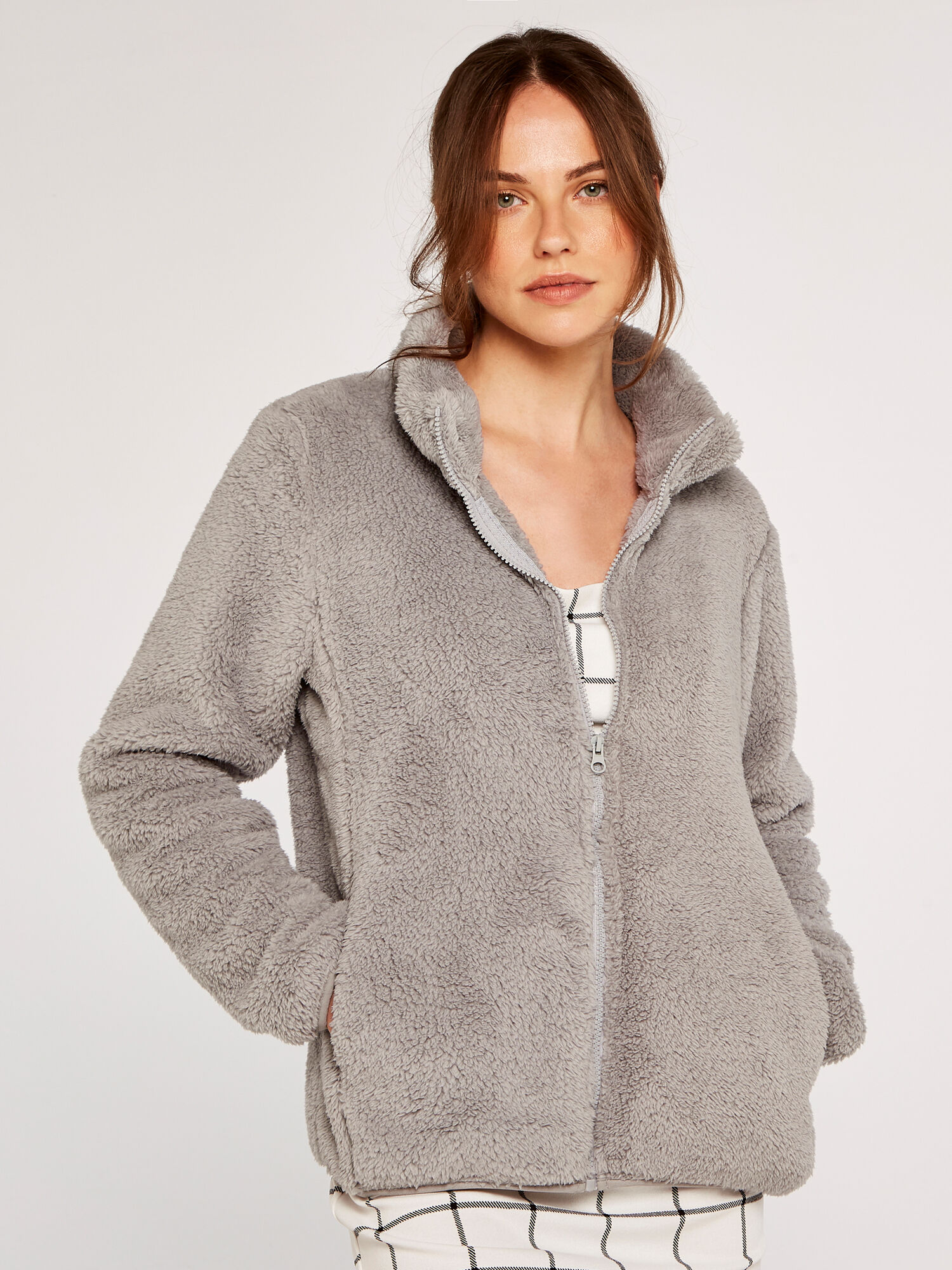 Fleece Cardigan Apricot Clothing