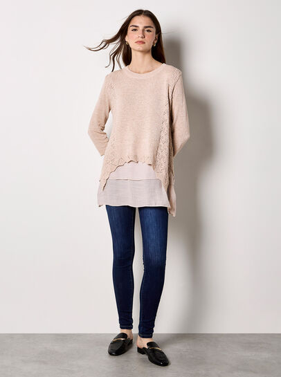 Shimmer Mesh Layered Tunic Top