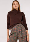 Button Neck Textured Jumper, Brown, large