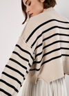 Stripe Crop Drop Shoulder Jumper, Stone, large