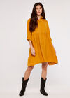 Tiered Swing Shirt Dress, Mustard, large