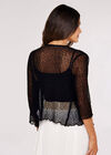Popcorn Knit Shrug, Black, large