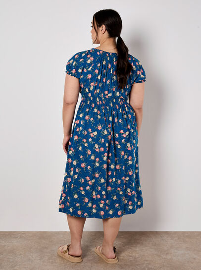 Vintage Rose Milkmaid Midi Dress