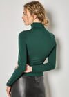 Turtle Neck Button Cuff Top, Green, large