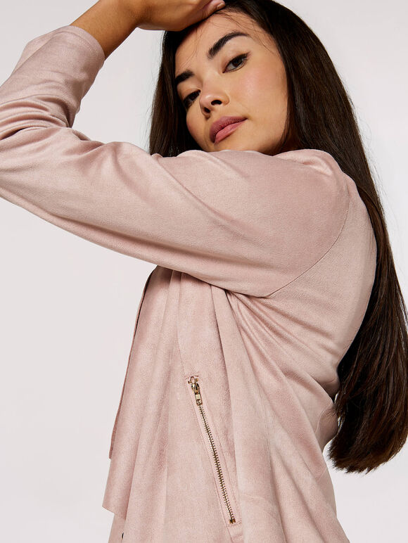 Waterfall Suedette  Shrug, Pink, large