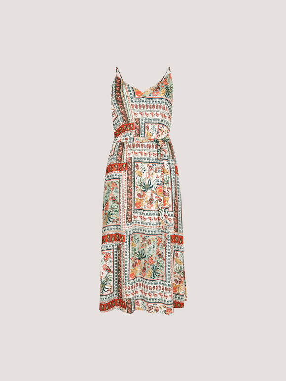 Tropical Print Camisole Midi Dress, Mint, large