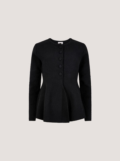 Peplum Hem Rbbed Knit Cardigan