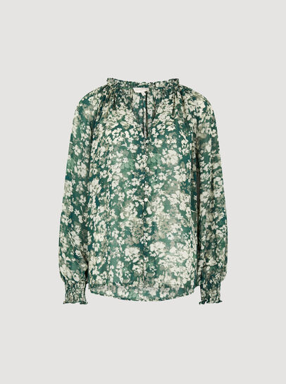 Blurred Floral Chiffon Blouse