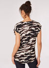 Zebra Print Rolled Sleeve T-Shirt, Black, large