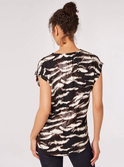 Zebra Print Rolled Sleeve T-Shirt